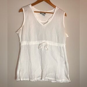 White Sleeveless V-Neck Cotton Top